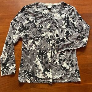 Garnet Hill Monochrome Patterned merino woolCardigan